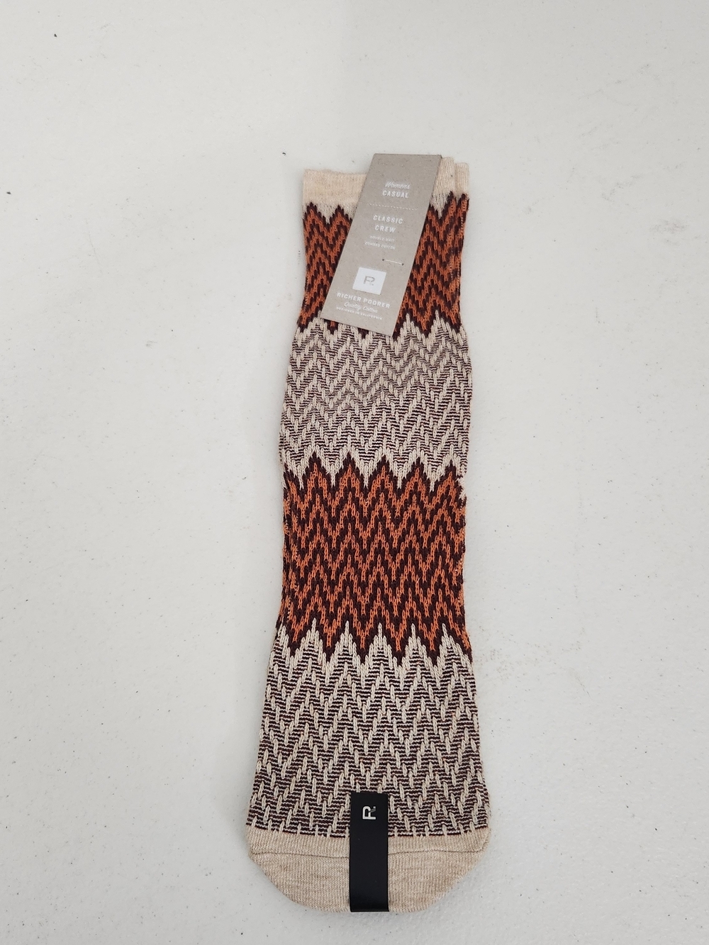 Richer Poorer Chevron Crew Socks in Rust and Beige Women